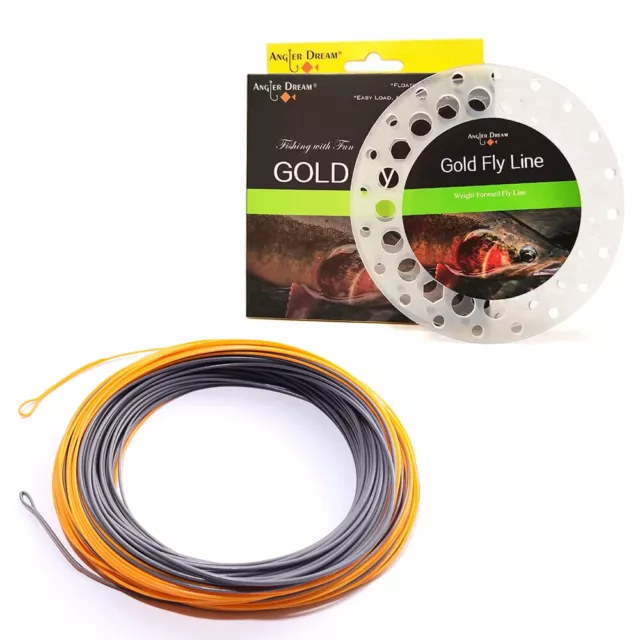 90FT Gold Fly Fishing Line Weight Forward Floating 2/3/4/5/6/7/8/9F Fly Line