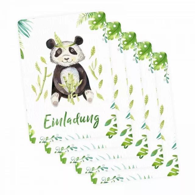 5 Einladungskarten Panda Dschungel Indianer inkl. Umschlag Kindergeburtstag 2