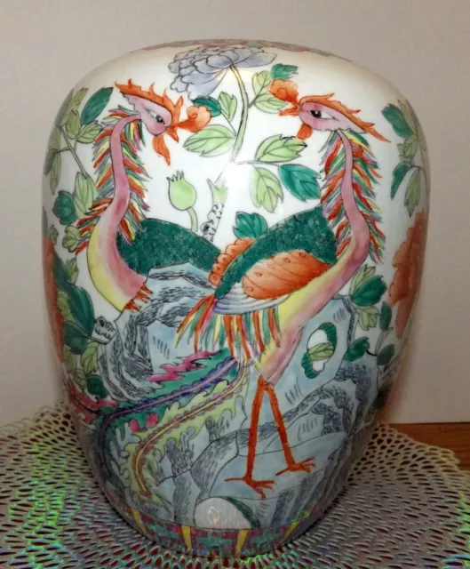 Signed Tongzhi Chinese Famille Rose Enameled Porcelain Jar Vase Phoenix Birds