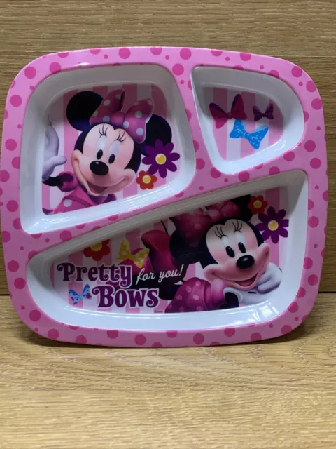 Zak Designs Disney Minnie Mouse Square Divider Plate "Pretty Bows For You"