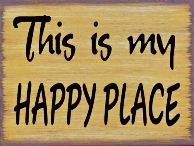 This Is My Happy Place Primitive Country Distressed Canvas Sign Home Decor