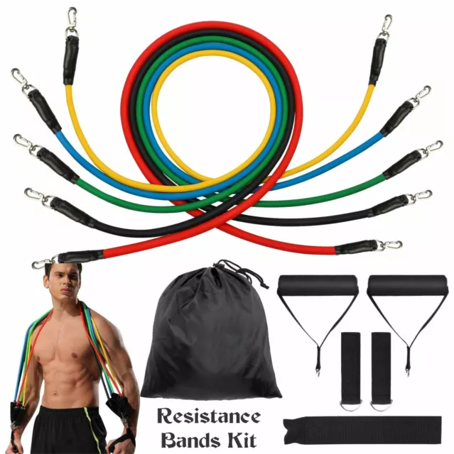 Resistance Bands With Handles Door Anchor Ankle Strap Yoga Exercise 11pcs Set 1X