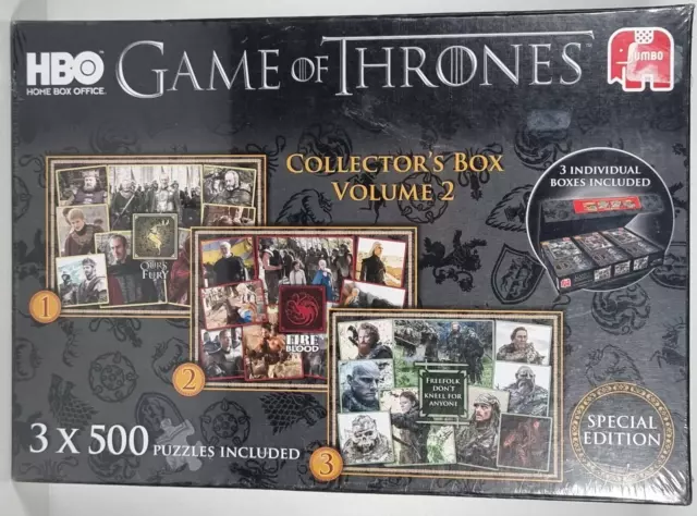 Game Of Thrones 3 x 500 Piece Puzzles Special Edition Collectors Box Vol 2- New