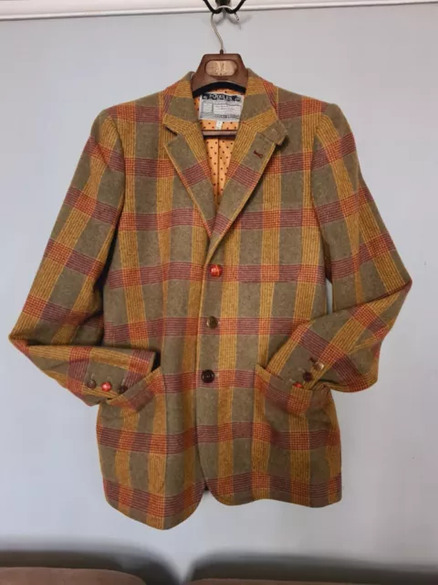 Giacca Joules Uomo Lana Tweed Tartan A Quadri Smart Blazer Foderata Bottoni Retro S