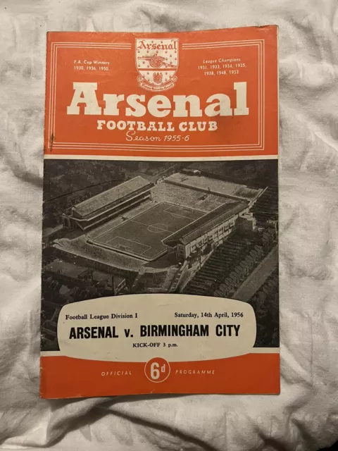 1956/57 Arsenal v Birmingham City Football Programme