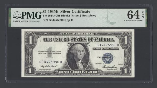 United States-Silver Certificate 1 Dollar 1935E Fr#1614 (GH Block) UNC Grade 64