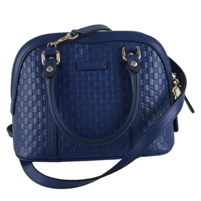 Gucci Women's Micro Guccissima Signature GG Leather Tote Bag Blue Sz M
