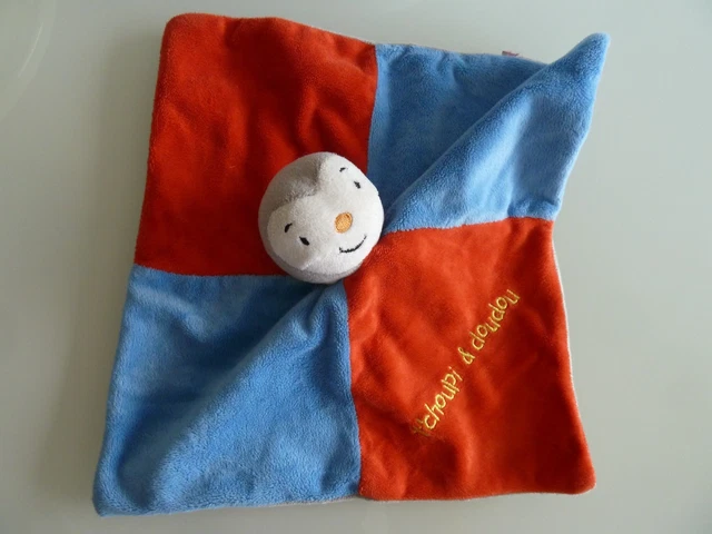 E18. Doudou Plat Tchoupi & Doudou Marque Bengy Bleu Rouge Gris 2008  - Tbe