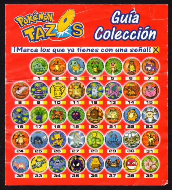 RARÍSIMA!! GUIA DE Coleccion Pokemon Tazos Pokemon / Check List 1999 Sin  Pintar EUR 1.005,00 - PicClick ES