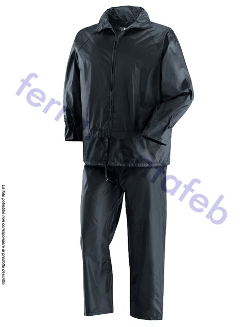 Completo Tuta Impermeabile Blu Antivento Antipioggia Giacca Pantalone Da Lavoro