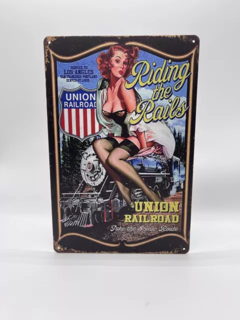 Blechschild Union Railroad 20x30cm Nostalgie Retro Reklame Vintage Pin Up Deko