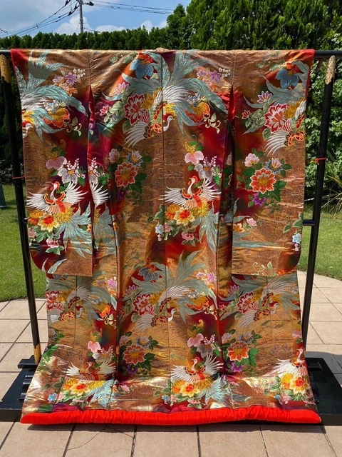Kimono Iro uchikake  pure silk embroidery bridal dress wedding From Japan