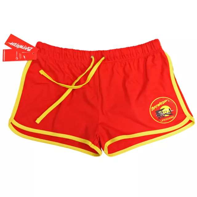 Ladies Licensed Baywatch ® Draw String Red & Yellow Shorts - Life Guard New