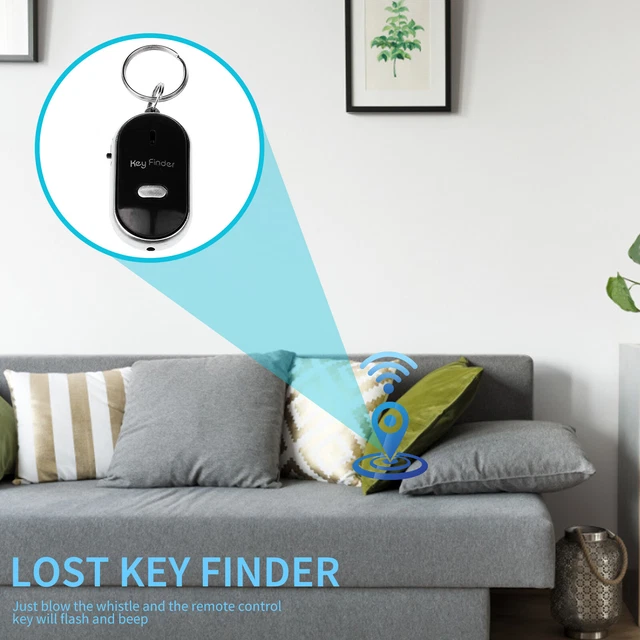 Buscador de llaves luz LED control remoto de sonido localizador de llaves buscador (negro)