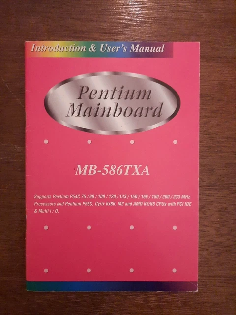 Pentium Mainboard MB-586TXA Instruction & User's Manual