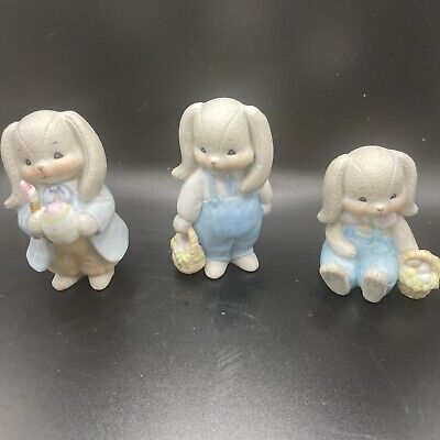 Enesco Lucy Rigg Rosie & Me 3 Assorted Porcelain Bunny Figurines Box & Tag Egg
