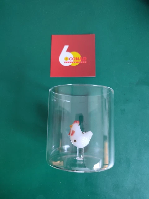 Bicchiere Vetro Conad Design a Tavola GALLINA Bianca Collezione 2023 60 Anni