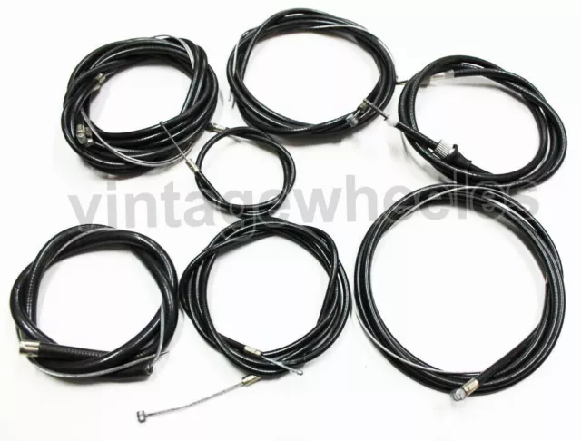 Lambretta Sx-Tv-Li Series 3 Nylon Friction Free Complete Cable Kit Set Black