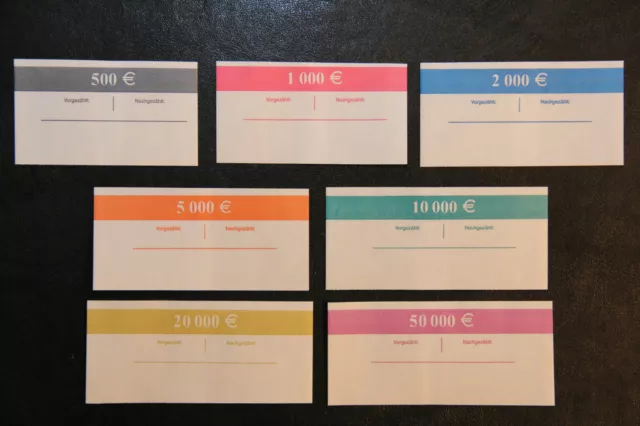 35 100-Stück Banderolen für jeden Euro Geldschein 5-500 €  Geldscheinbanderolen