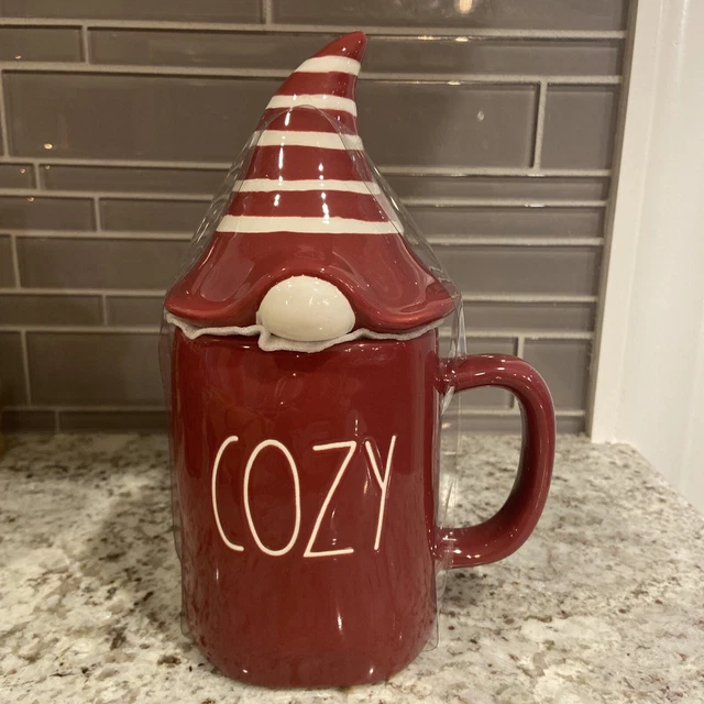 Rae Dunn COZY Christmas Holidays Mug With Gnome Topper New