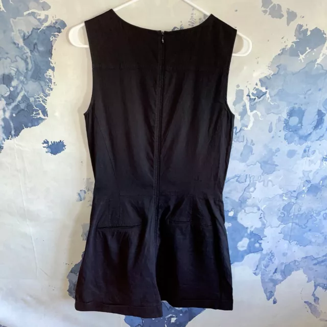 NWT Theory Hadrine Linen Blend Crunch Black Romper 2