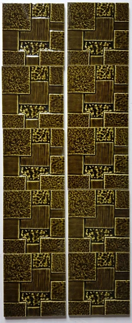 Unusual Vintage Modernist Cubist Style 10 Tile Fireplace Set H R Johnson. Mint.