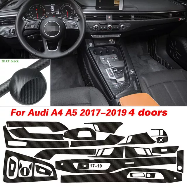 For Audi A4 A5 B9 2017-2019 5D Carbon Fiber Pattern Interior DIY Trim Decals