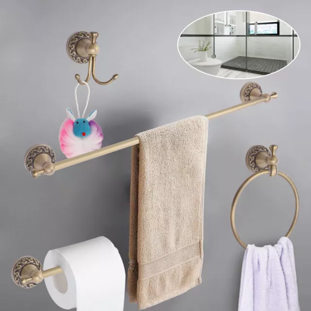 Antique Brass Bathroom Towel Bar Ring Holder Hardware Accessories Set Bathroom