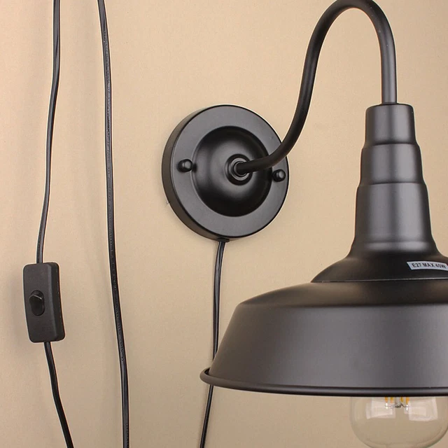 Industrial Wall Lamp Easy To Install Vintage Style For Aisle Lighting Black