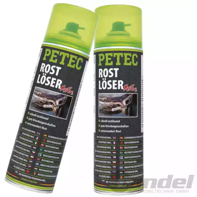 2x 500ML PETEC MOS2 Eliminador de Óxido Lubricante Spray Rápido Rostlösend