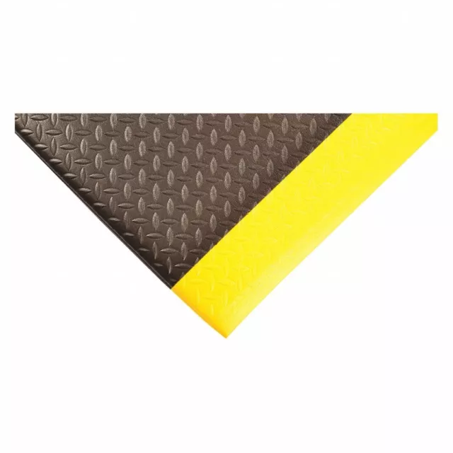 CONDOR Antifatigue Mat, 3 Ft. W X 5 Ft. L, 1/2" Black/Yellow, PVC Foam 39R799