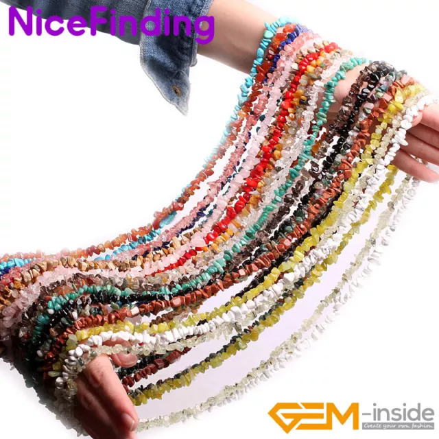 Natural Chips Assorted Gemstone Freeform Loose Beads Jewelry Making 34"/15'' DIY