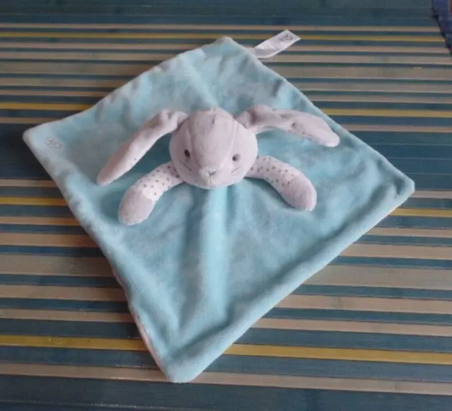 S24 / doudou plat lapin bleu étoiles grises OBAIBI