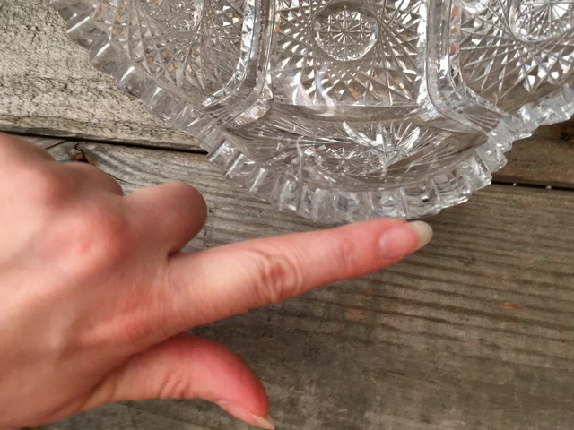American Brilliant Cut Glass Small Bowl Hobstars and Pin Wheels 6