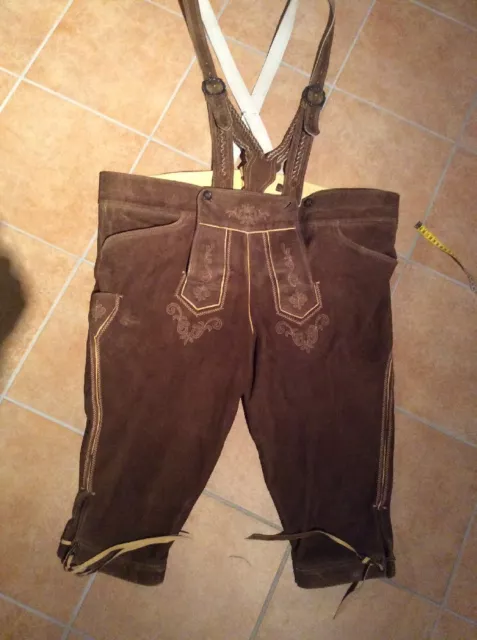 Bestickte Braune Kniebundhose - Lederhose - Krachlederne - Beckert - Gr. Xxl