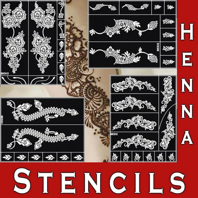 HENNA STENCILS BODY Art Mehndi Large Template Temporary Tattoo Glitter