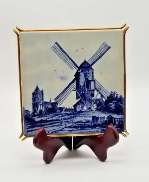 Mid-Century DELFT Ceramic Tile Kitchen Trivet by Gilliot & Cie Hemiksem Belgium