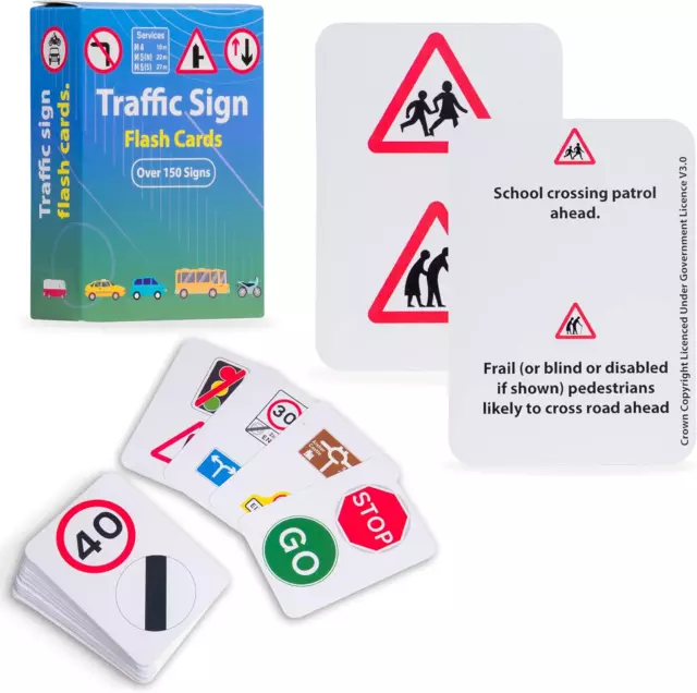 The Wise Traveller - 150 Road Sign Flash Cards 2023 UK for Driving Theory Test,