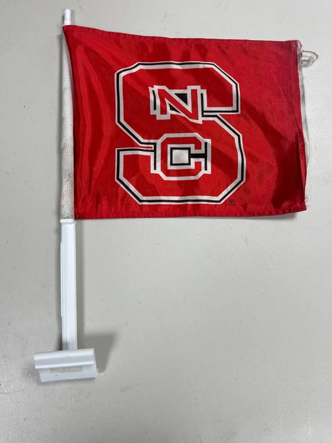 Vintage Red NC State NCSU University Wolfpack BLOCK S Car Flag