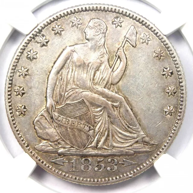 1853-O Arrows and Rays Seated Liberty Half Dollar 50C - Certified NGC AU Details