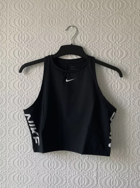 Nike Pro Dri-Fit Womens Tight Fit Crop Top Black Size 14 BNWT