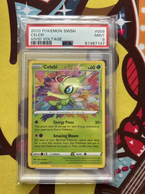 Pokemon Celebi 009/185 - PSA 9 MINT - Graded - Amazing Rare - SWSH Vivid
