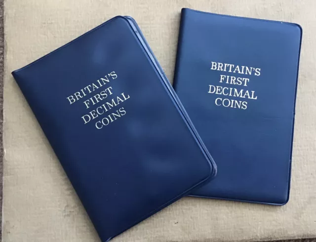 2x Britains First Decimal Coins In Blue Wallets - Uncirculated