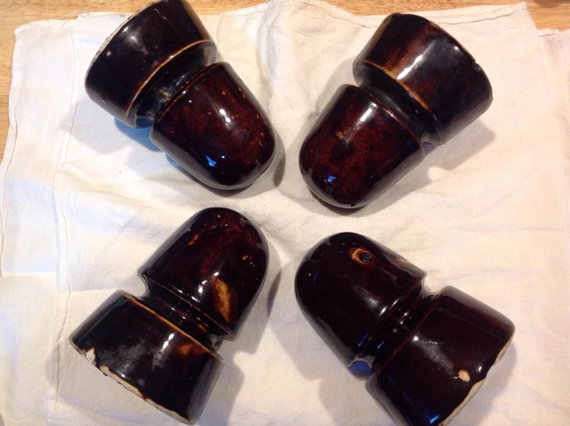 Brown Vintage Porcelain Insulator Electric Telephone Pole Vintage 4-1/2" Tall