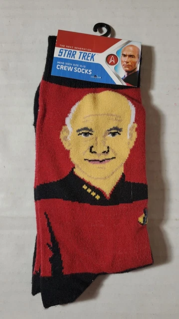 Star Trek Captain Picard Next Generation Mens Crew Shocks Size 10-13 Red New NWT