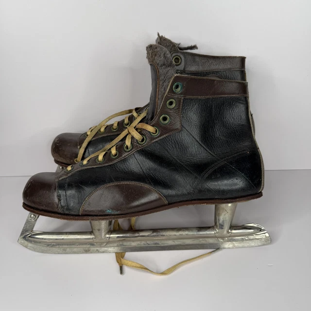 Vintage Starr Mfg REX Ice Skates Size 7.5‎ Black Brown Leather Canada Senior 1920 main image 4