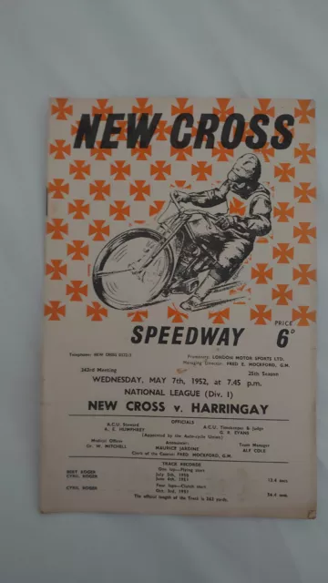 New Cross v Harringay - 07/05/1952 - Speedway Programme - Free P&P