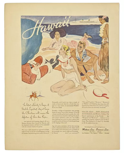 1933 Matson Lines Oceanic Line 'Hawaii' Ad ***VINTAGE ORIGINAL