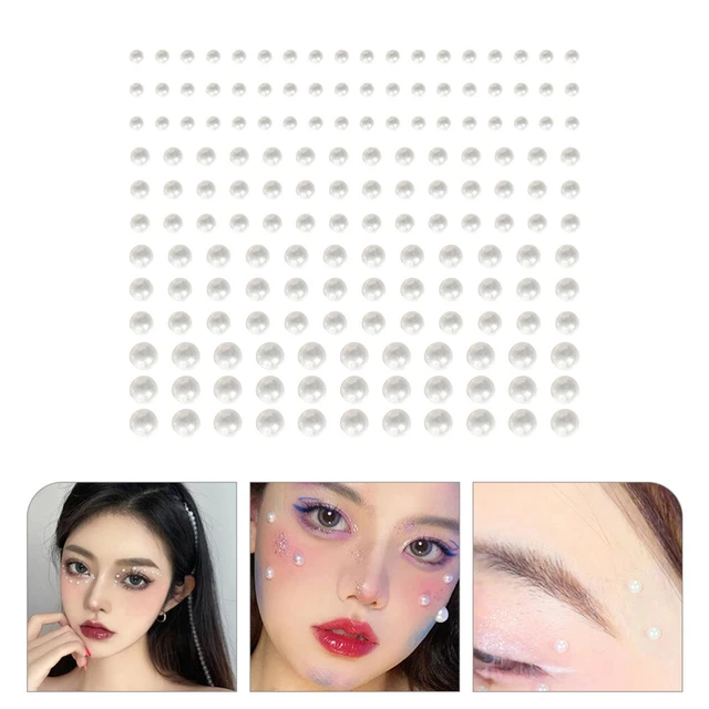 6 hojas pegatinas faciales perlas faciales adornos maquillaje joyas pegatinas faciales