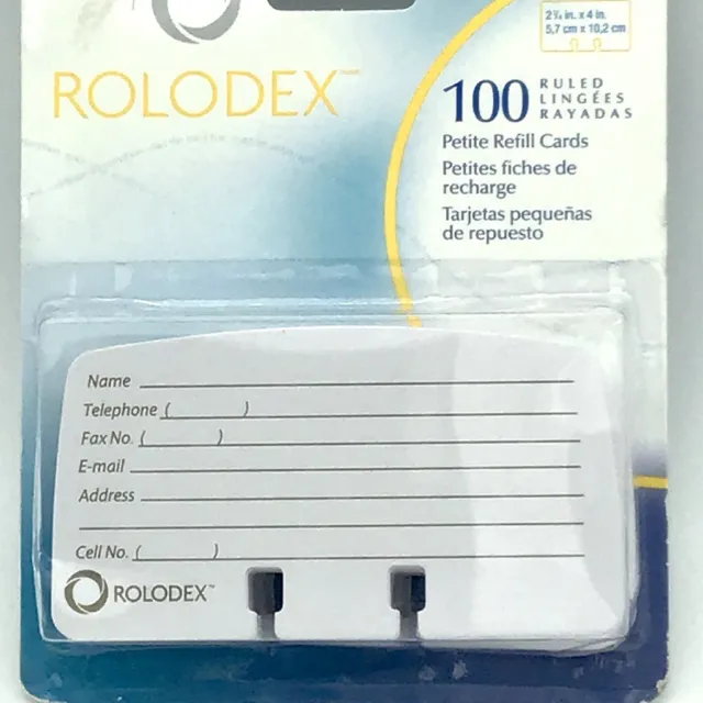 ROLODEX  100 Petite Refill Cards Address Ruled White 67553 sealed on card unused